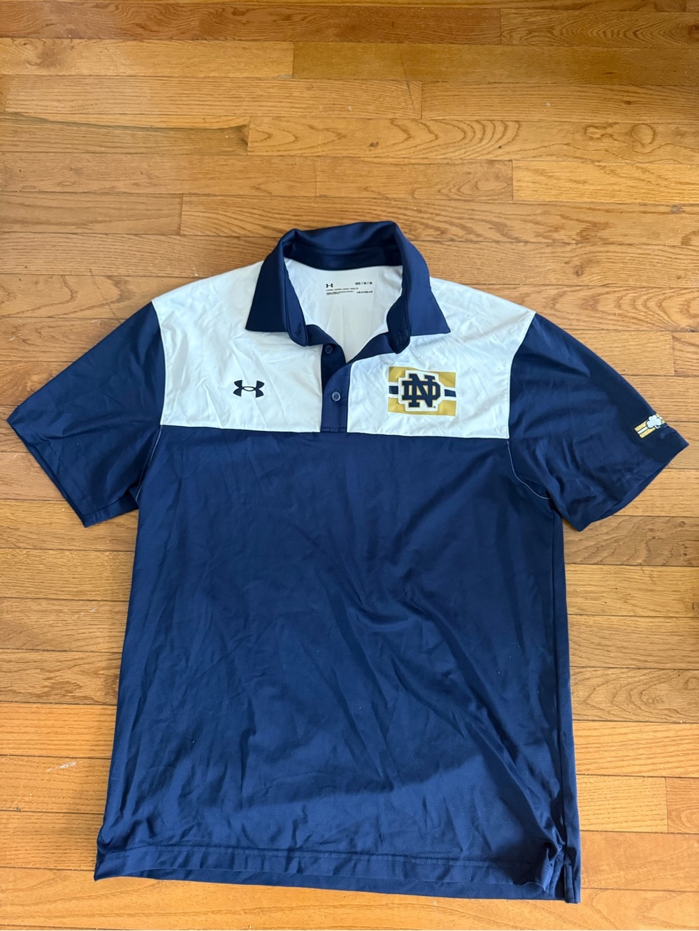 Under Armour Navy and White Notre Dame Performance Polo
